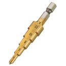 Drillpro 3Pcs 3-12/4-12/4-20mm HSS Titanium Coated Step Drill Bits with Automatic Center Pin Punch