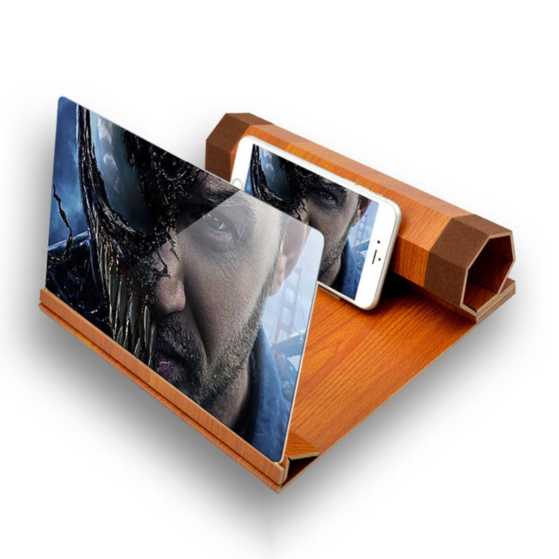 Unversal 12" 3D HD Rollable Wood Phone Screen Magnifier Video Movie Amplifier For Smart Phone