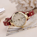 Fashion Colorful Leather Band Women Simple Dial Rose Gold Case Quartz Watch