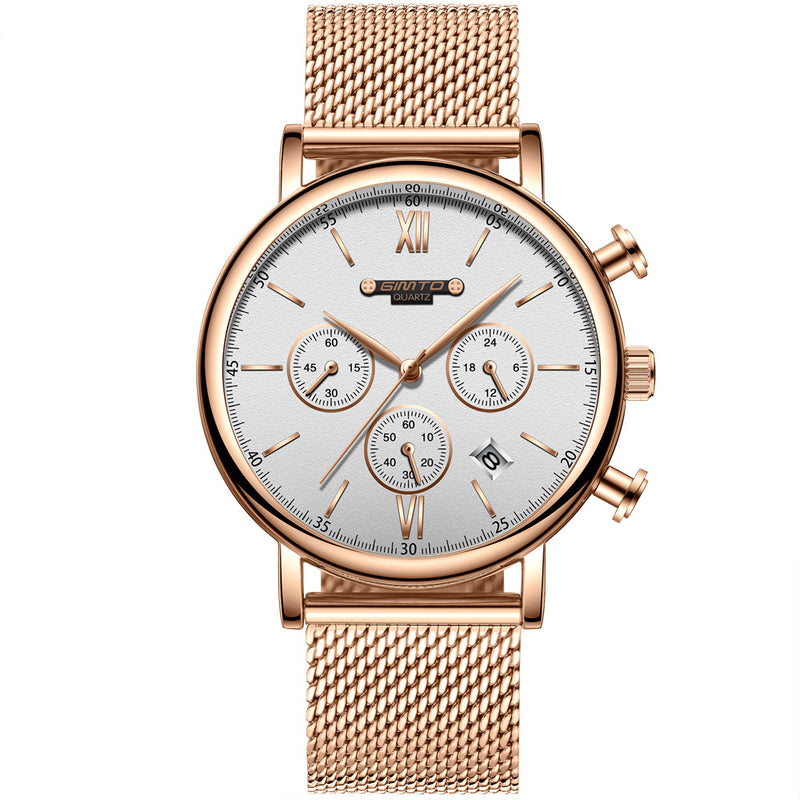 GIMTO GM246 Men Watch Calendar Chronograph Watch Stainless Steel Strap Quartz Watches