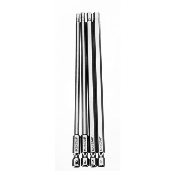 Broppe 4Pcs 150mm H3-H6 Hex Head Screwdriver Bit 1/4 Inch Hex Shank Magnetic Screwdriver Bits