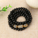 Unisex Artificial Crystal Obsidian Bracelet 108 Buddha Beads Zodiac Lucky Necklace