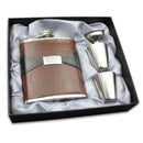 7oz Stainless Steel Portable Whiskey Hip Flask Foreskin Embossed Pot PU Leather Mini Jug Bottles
