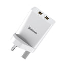 Basues 10.5W 2A Smart Protection Dual USB Travel Charger UK Plug Fast Charging Speed Mini Universal Charger Adapter for Samsung S10+ Xiaomi 9T Redmi Note8