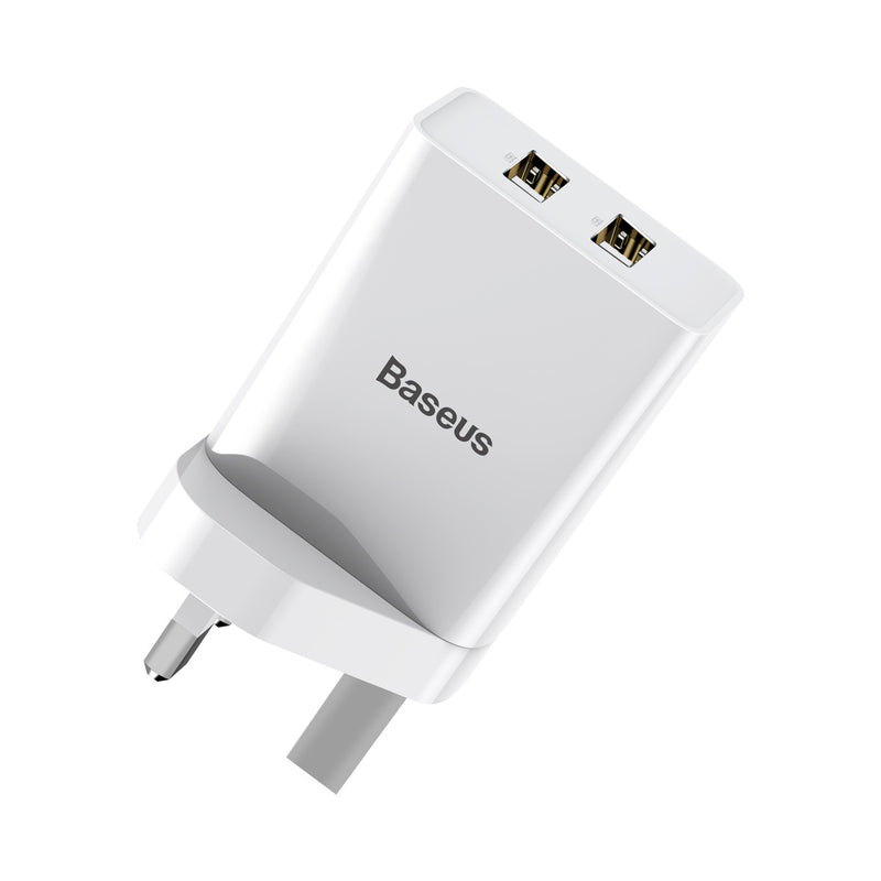 Basues 10.5W 2A Smart Protection Dual USB Travel Charger UK Plug Fast Charging Speed Mini Universal Charger Adapter for Samsung S10+ Xiaomi 9T Redmi Note8