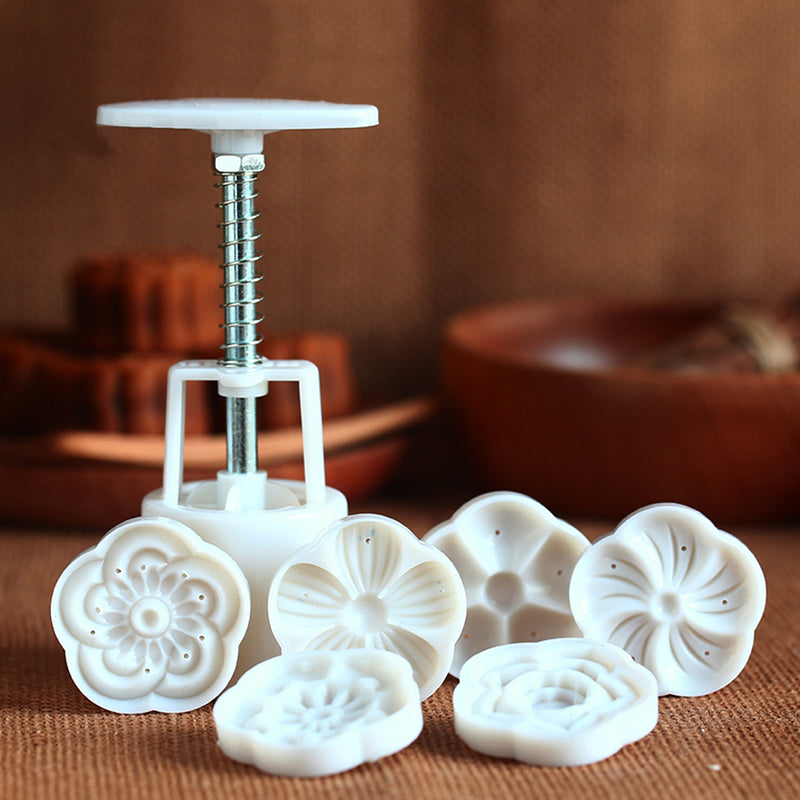 50g 6 Patterns Moon Cake Mold Round Flower Mould Baking Tool Mid Autumn Festival DIY Decoration