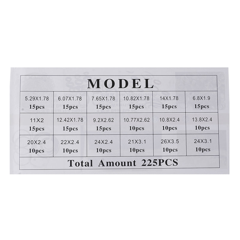 Suleve MXRW5 225Pcs R22/R134a Green Air Conditioning Rubber O-Ring Tap Washer Gasket Set Seal Metric Assortment Plumbing Kit Waterproof