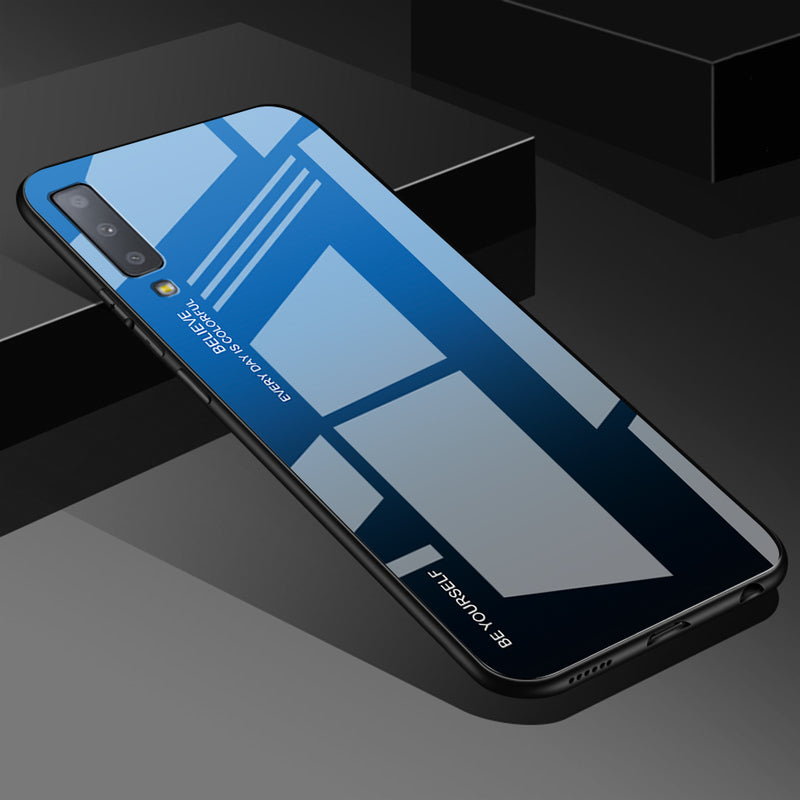 Bakeey Gradient Tempered Glass Protective Case For Samsung Galaxy A7 2018 Scratch Resistant Back Cover