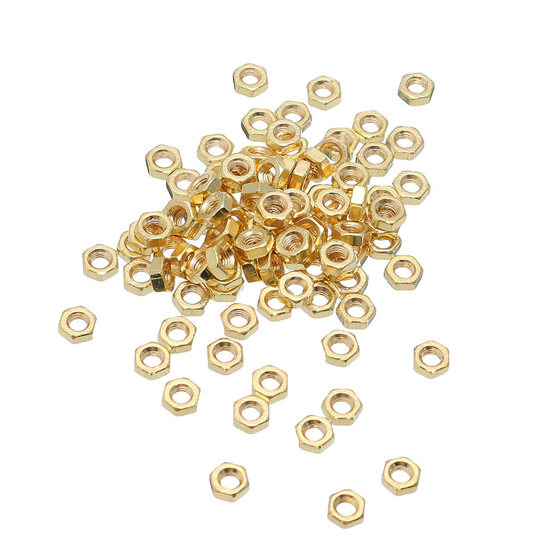 100Pcs M3 Brass Hex Screw Bolt Nut 3mm Diameter 1.5mm Thread Height