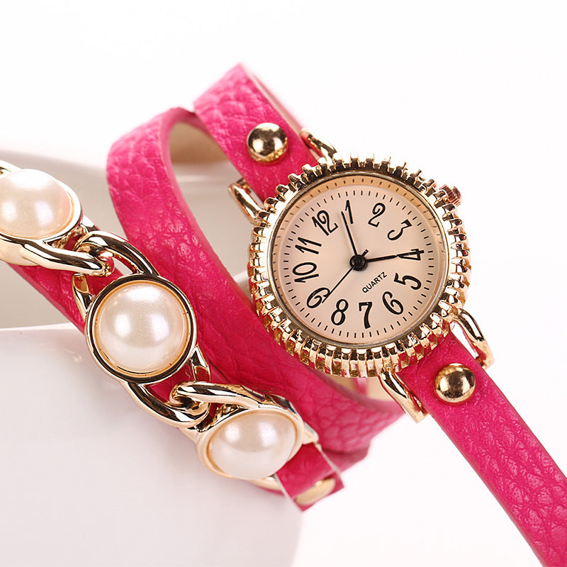 Fashion Three Pearl Women Watch Ladies Dress Watch Bracelet Quartz Watch