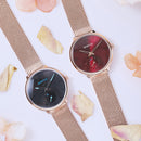 GIMTO GM270 Simple Two-pin Design Dial Rose Gold Mesh Steel Strap Fashion Women Quartz Watch