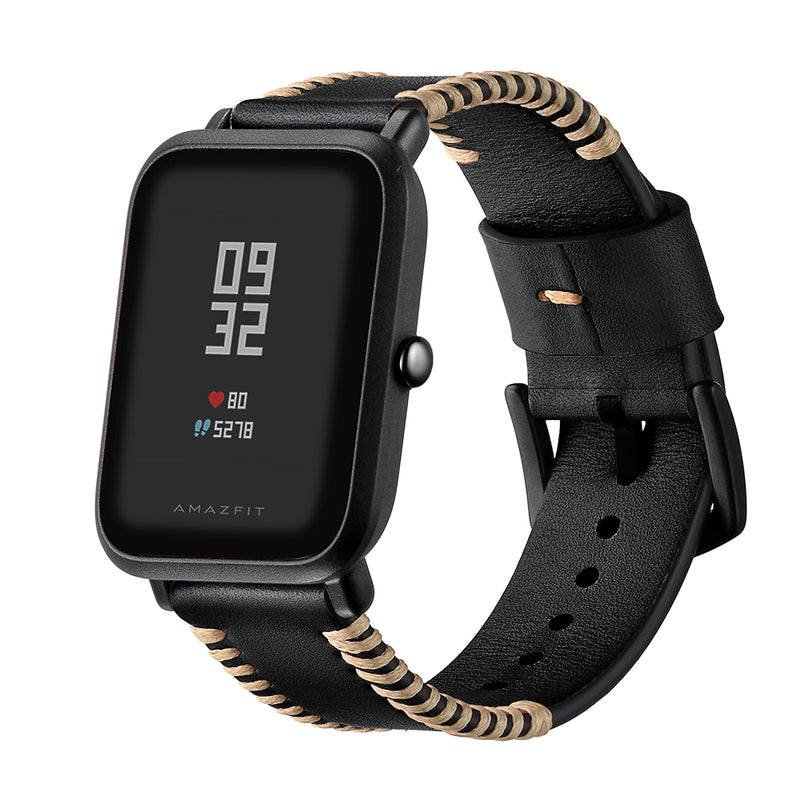 Replacement 20mm Leather Watch Band for Xiaomi Amazfit Pace Youth Smart Watch