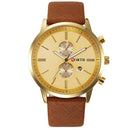 NORTH 6008 Fashion Men Quartz Watch Casual Leather Strap Bussiness Wristwatch