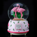 Creative Crystal Flamingo Musical Snow Globe Music Box Valentine's Birthday Gift