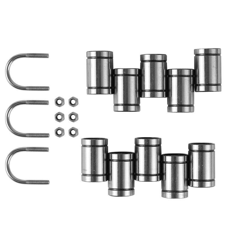 10x LM8UU Bearings + 3x U-bolts + 6x M3 Locking Screws Kit For 3D Printer Parts