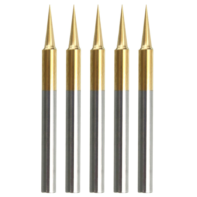 5pcs 0.1mm 15 Degree Titanium Coated Carbide Flat Bottom PCB Engraving Bit CNC Router Tool