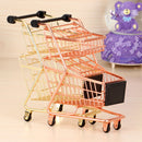 Children Mini Metal Shopping Trolley Kids Pretend Role Play Desktop Organizer Toy