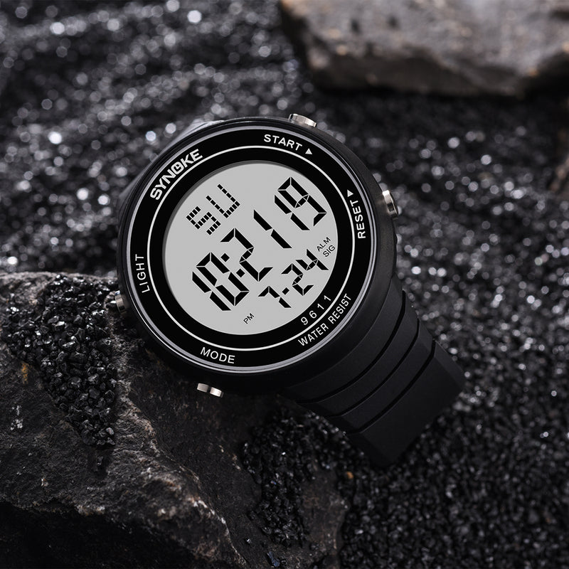 SYNOKE 9611 Outdoor Sport Men Watch Waterproof Luminous Display Large Dial Digital Watch