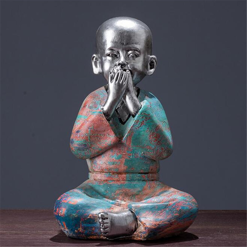 3PCS Speak Hear See No Evil Buddist Monk Resin Ornament Home Office Decorations Gift