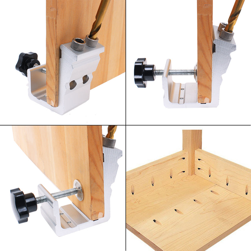 Aluminum Alloy Pocket Hole Jig Metal Drill Guide with Woodworking Clamp and 9.5mm Drill Bit Kit Pocket Screws