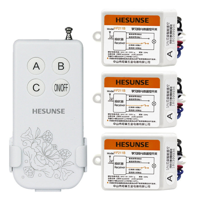 Y-F211B 3104W 1N3 220V 433mhz 3 Ways Wireless Remote Control Light Switch With 3 Receivers for LED Lamp