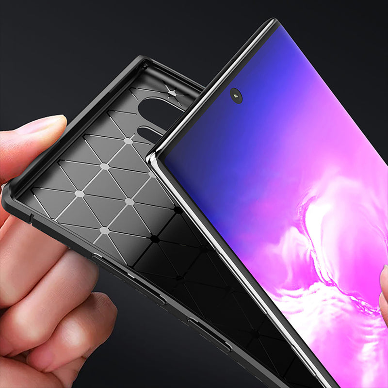 Bakeey Protective Case For Samsung Galaxy Note 10 Plus/Note 10+/Note 10+ 5G Slim Carbon Fiber Fingerprint Resistant Soft TPU Back Cover