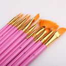 Mrosaa 12Pcs/Set Watercolor Gouache Paint Brushes Different Shape Round Pointed Tip Nylon Hair Painting Brush Set Art Supplies