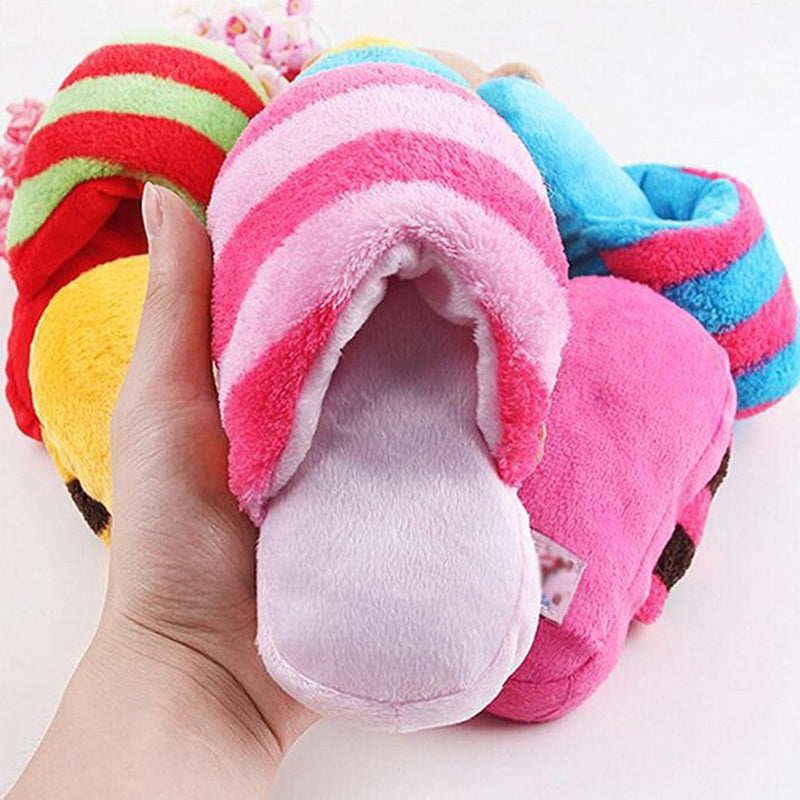 Cute Plush Slipper Shape Squeaky Toy Puppy Chew Play Toy Sound Pet Supplies for Dogs Pet Toys