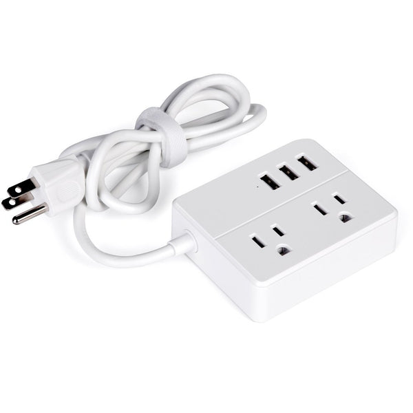 DHEKINGD D111 US Plug Sockets with 2 Outlet 3 USB Sockets  Desktop Charging Station 3.94ft Extension Cord for Travel Multi Plug Extender Power Outlet