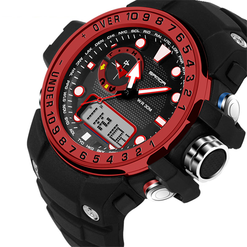 SANDA 399 Dual Display Digital Watch Calendar Luminous Display Alarm Clock Watch Outdoor Sport Watch