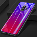 Bakeey Rainbow Gradient Color Tempered Glass Back Cover+TPU Frame Protective Case For