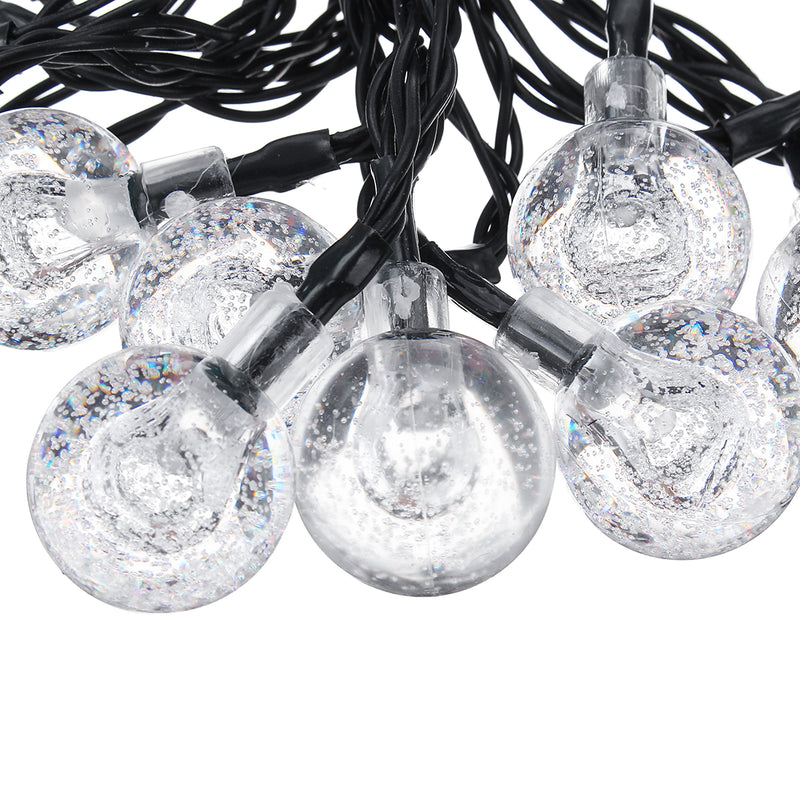 6m 30LED Waterproof Solar Powered Light String Retro Crystal Ball Bulb String Decor Lamp