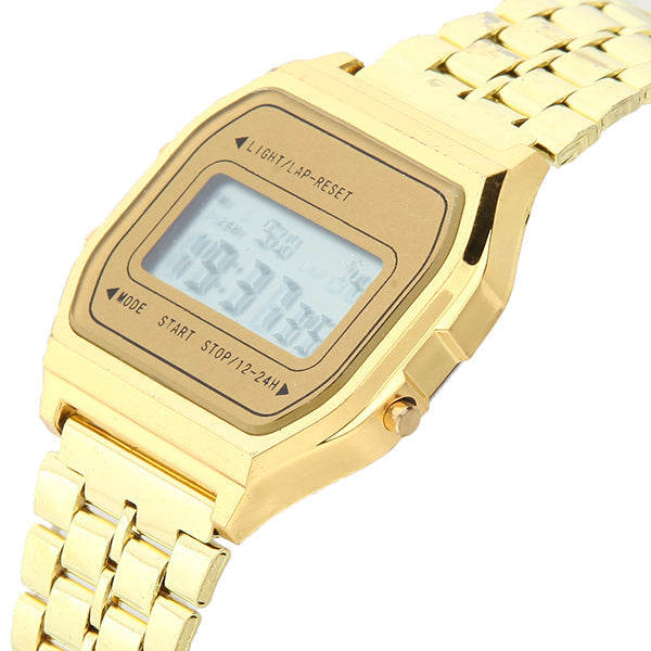 Men Fashion Digital Rectangle Dial Alarm Chronograph Alloy Band Sport Watch
