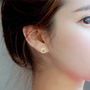 Korean 925 Sterling Silver Small Daisy Flower Ear Stud Earrings