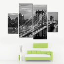 Miico Hand Painted Four Combination Decorative Paintings New York Bridge Wall Art For Home Decoration