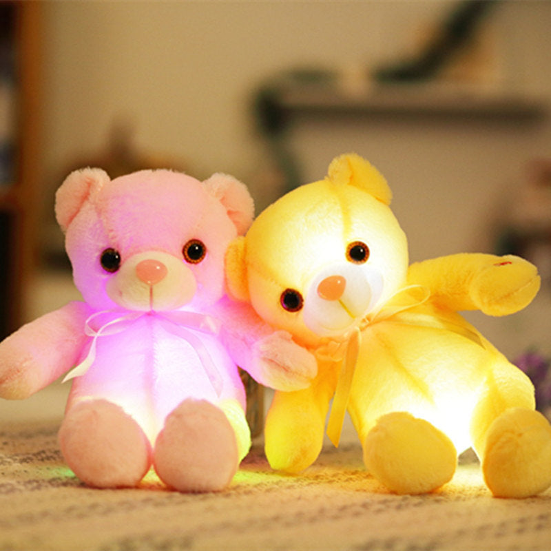 32cm Small LED Light Toys Plush Flashing Bear Toy Luminous Pillow Stuffed Soft Animal Doll