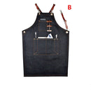 4 Styles Denim Bib Apron Leather Strap Hairtician Barista Work Hairdressing Robe