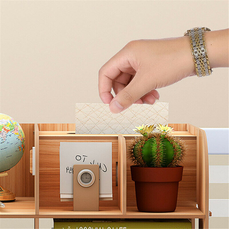 Wooden File Books Holder Bookshelf Desktop Organizer Storage Shelf File Tray Pen Pencil Holder Office School Home Supplies