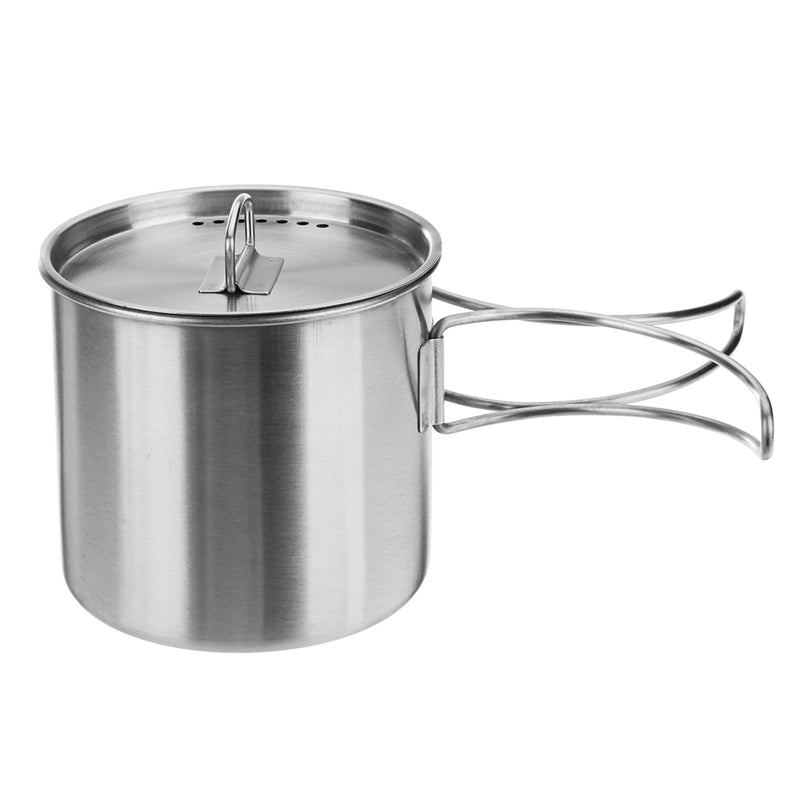 500ml Stainless Steel Cooking Pot Foldable Portable Camping Picnic BBQ Cooking Tool