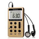 Retekess V-112 Gold Portable AM FM Stereo Radio with Earphones Pocket Digital Battery Operated Radio