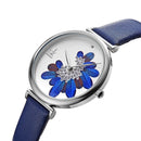 SHENGKE SK K0123 Leaves Pattern Crystal Flowers Female Fashion Elegant Women Ladies Leather Quartz Watch