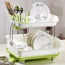 Double Layer Dish Drying Storage Drain Rack Kitchen Shelf Tableware Holder