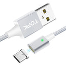 TOPK F-Line2 LED Magnetic Type C Braided Fast Charging Data Cable 1M For Phone Tablet