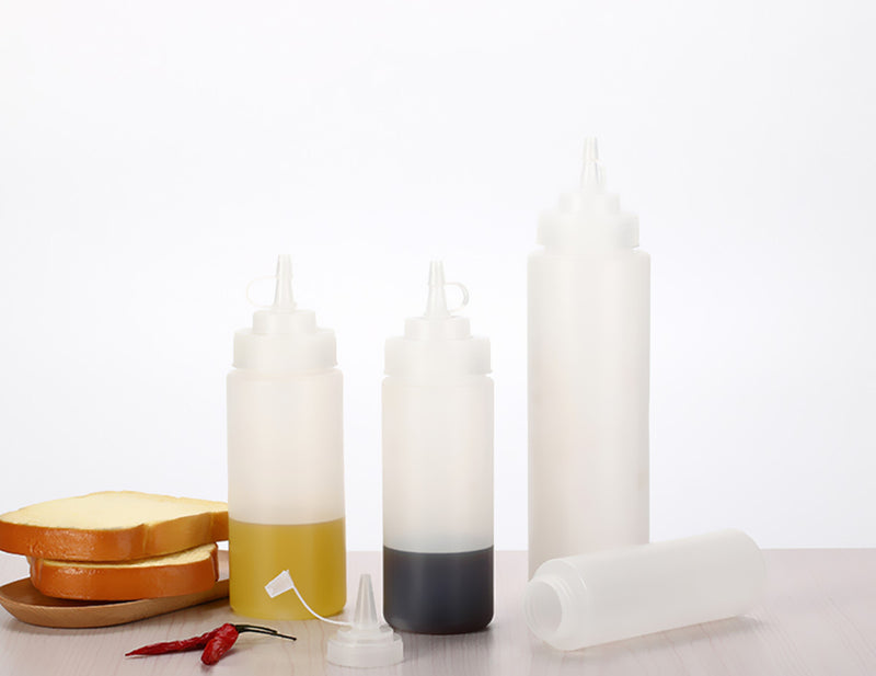 1/4/6/8X Clear Plastic Squeeze Sauce Ketchup Cruet Oil Bottles 8/12/16/24 oZ Flavouring Tool