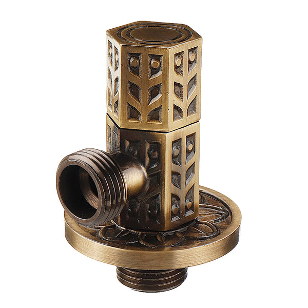 Antique Brass Triangle Valve Bathroom Accessory G1/2 Brass Angle Stop Valve Filling Valve Hexagonal Column Type