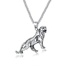 Personality Domineering Gold Silver Men's Chain Necklace Tiger Titanium Steel Pendant