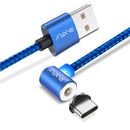 RAXFLY 90 Degree Reversible Type C LED Magnetic Braided Fast Charging Data Cable 1m