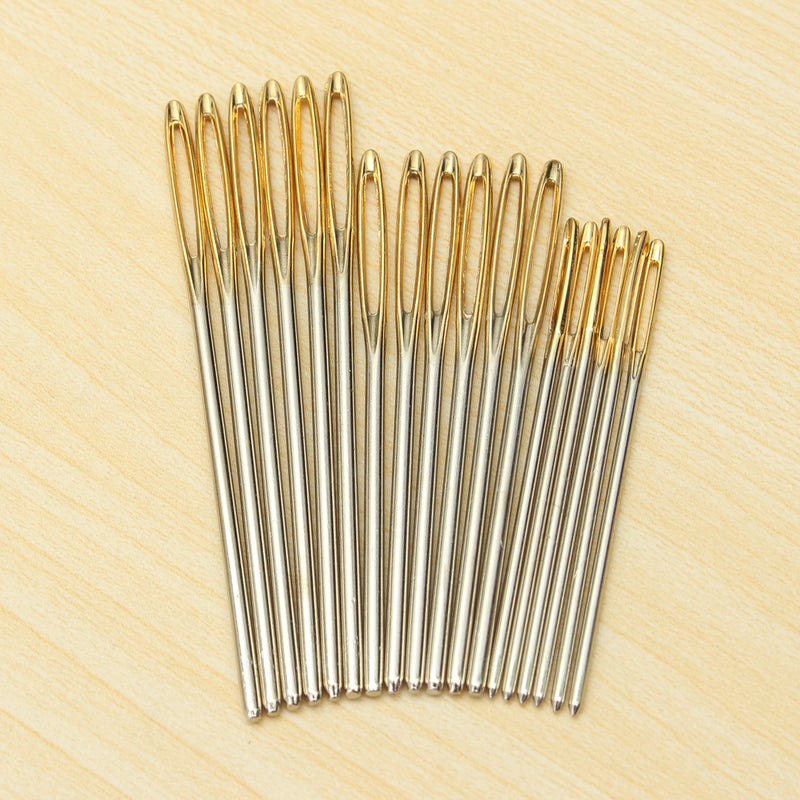 18Pcs 3 sizes Large Knitting Sewing Needles Gold Eye Needle Embroidery Tapestry DIY Tools
