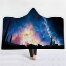 150x200CM 3D Colorful Printed Hooded Blankets Warm Wearable Plush Mats Thick Nap