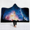150x200CM 3D Colorful Printed Hooded Blankets Warm Wearable Plush Mats Thick Nap